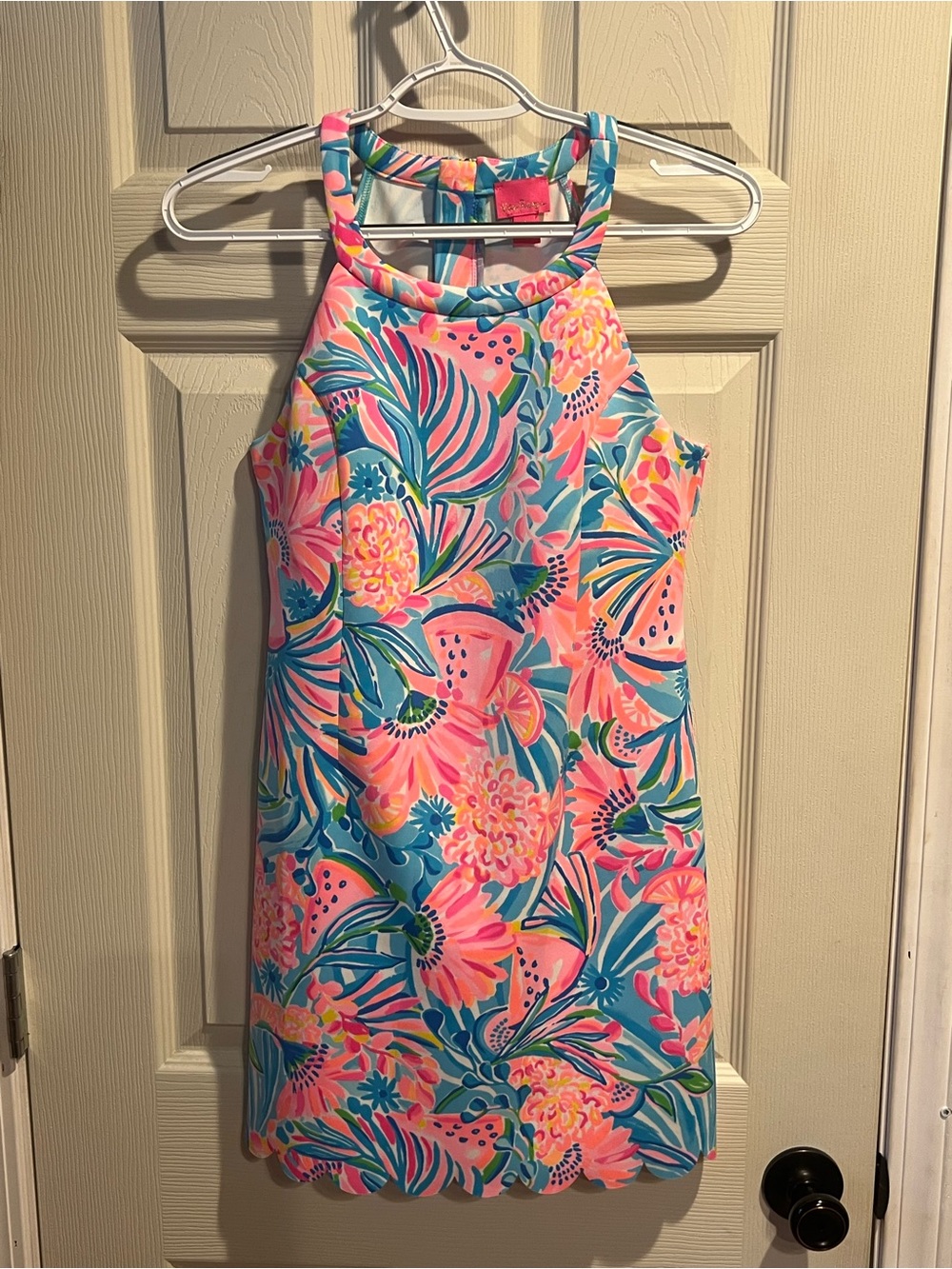 Lilly Pulitzer Pink and Blue Tropical Print Girls Dress